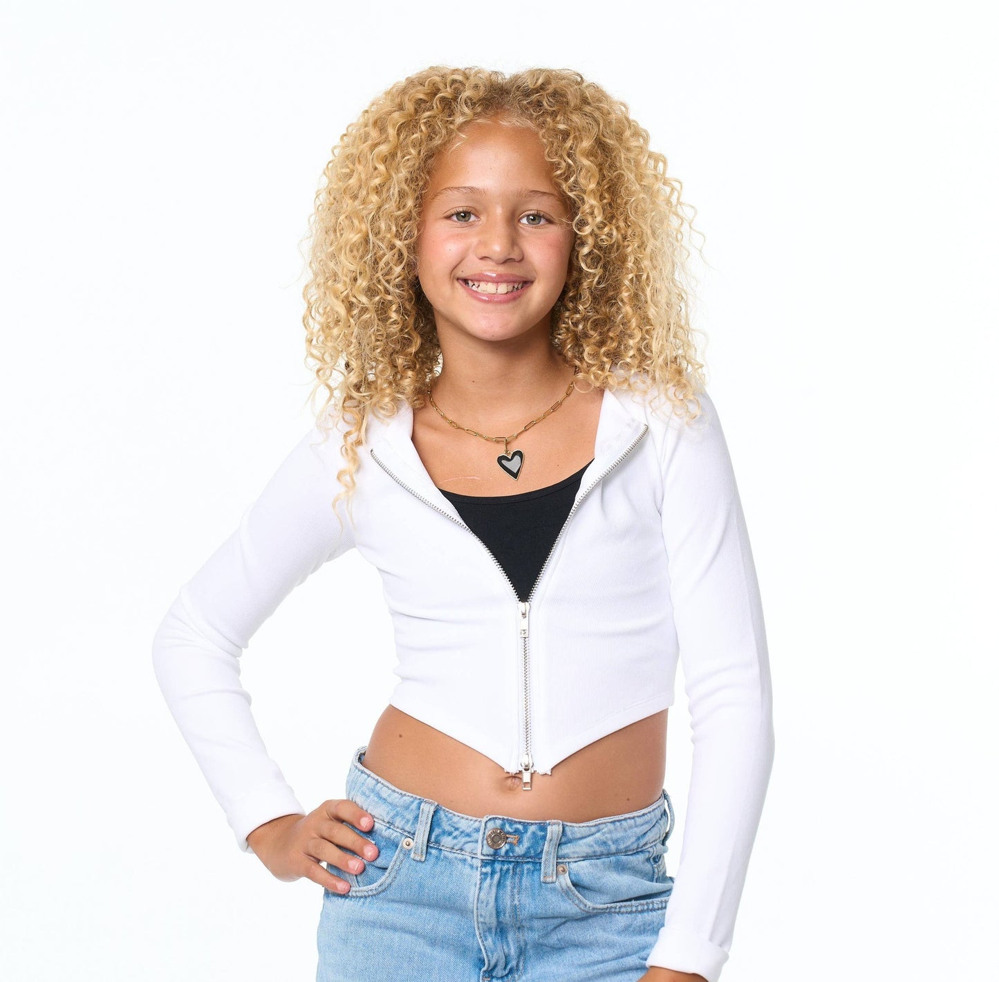 Long Sleeve Seamless Zip up Crop Cardigan For Tweens!!