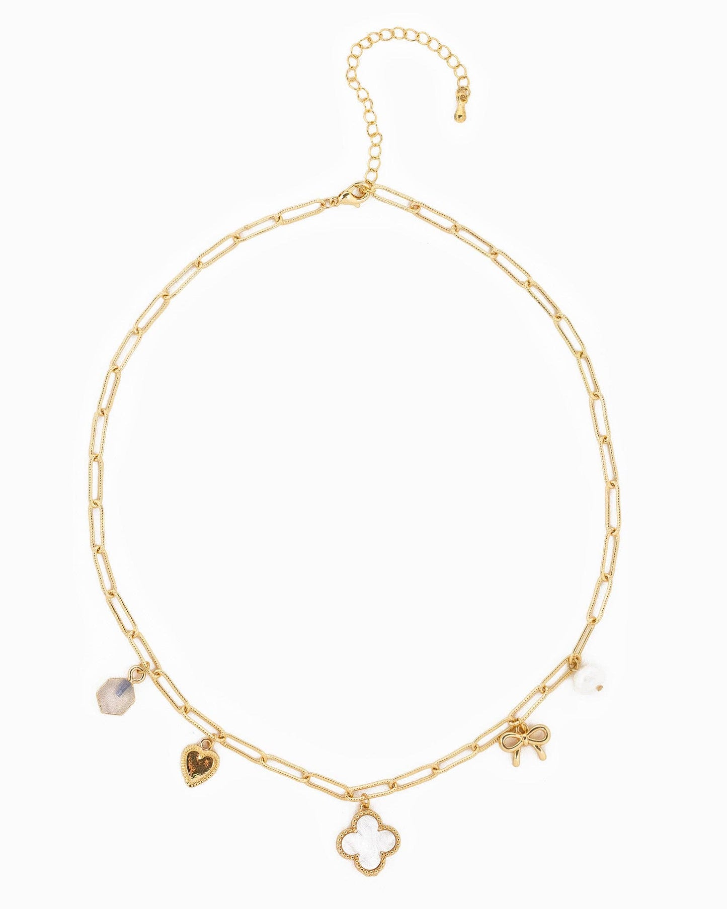 Pink Clover Multi Charm Pendant Necklace