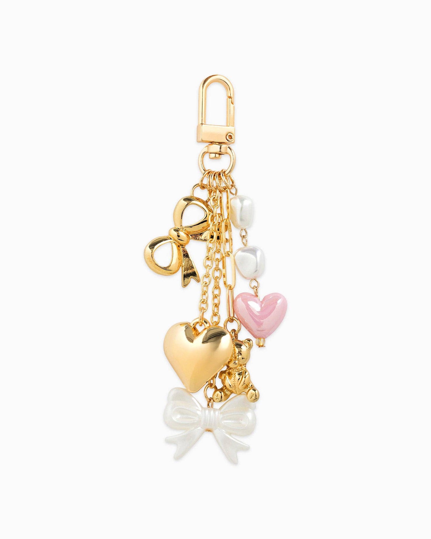 Multi Line Puff Heart Bear Bag Charm