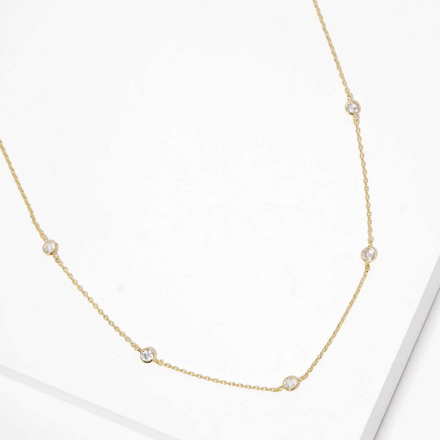 16 inch Gold Cubic Zirconia Gold Dipped Necklace