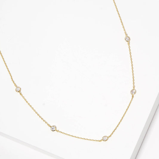 16 inch Gold Cubic Zirconia Gold Dipped Necklace