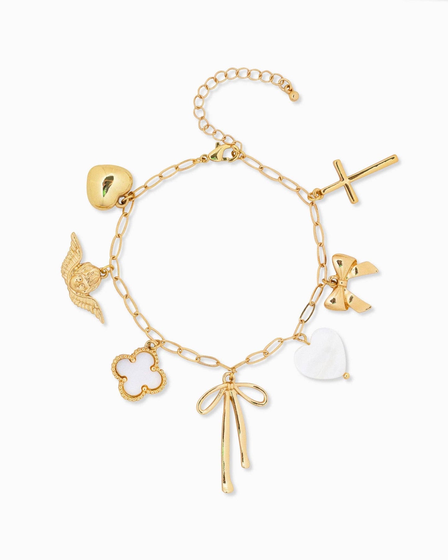 Chunky Bow Multi Gold Charm Bracelet