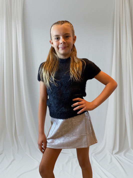 Shimmer Faux Leather Skirt