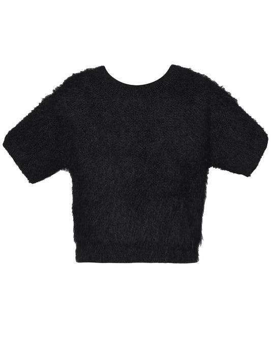 Short Sleeve Fuzzy Sweater