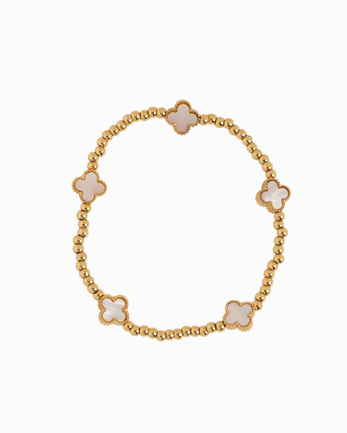 MOP Clover Stretch Beaded Bracelets, Set of 3